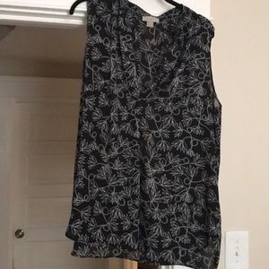 Loft black floral blouse